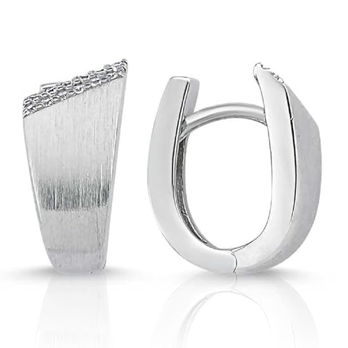 Cassini Creolen Damen – Silberohrringe 925 Sterling mit Zirkonia, mattiert & rhodiniert – Hypoallergene Ohrringe, elegante Creole Silber 925 für jeden Anlass, 3CSV von CASSINI Sterling Silver