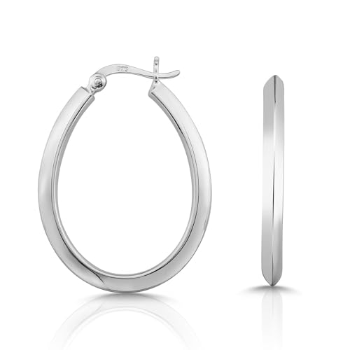 Cassini Creolen Silber 925 Damen | Große ovale Ohrringe aus Sterling Silber, Tropfenform poliert & hypoallergen – Elegante Silber Ohrringe Creolen für Alltag & besondere Anlässe, 3CSA von CASSINI Sterling Silver