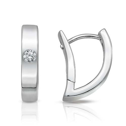 CASSINI Ohrringe Silber 925 – Creolen Silber 925 Klein V-förmige mit Zirkonia aus 925 Sterling Silber, Ohrringe Allergiefrei, Rhodiniert mit Scharnier, Nickelfreier Schmuck für Damen – 3CAX von CASSINI Sterling Silver