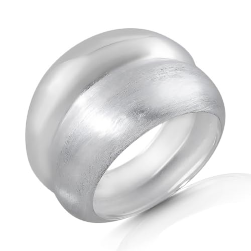 Cassini Damenring 925 Sterling Silber breiter Doppelring mattiert und massiv nickelfrei antiallergisch moderner Statement Silberring für Frauen elegant Fingerring Geschenk Schmuck Modell 3RAC62 von CASSINI Sterling Silver