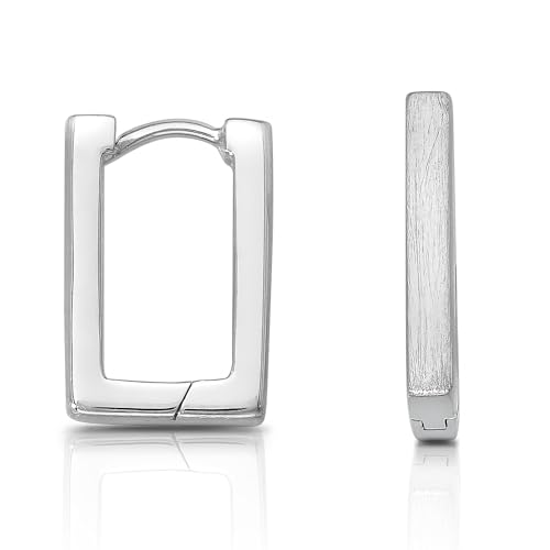 Cassini | Ohrringe Silber 925 Damen – Rechteckige Creolen, matt & schmal, elegante Klappcreolen aus Sterling Silber, hypoallergen & edel als Geschenk oder für Alltag, 3CSW von CASSINI Sterling Silver
