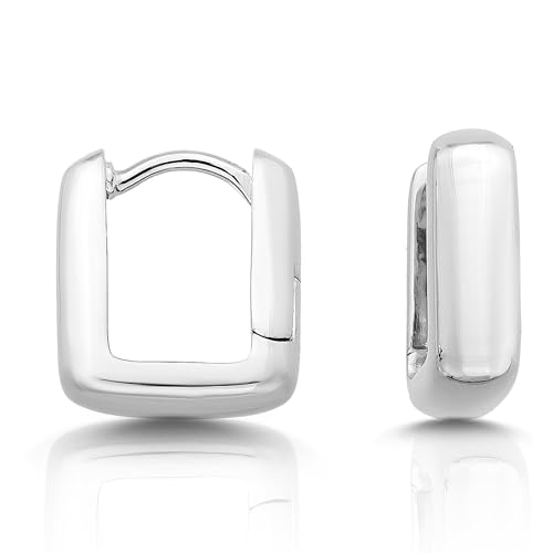 CASSINI Rechteckige Ohrringe Silber 925 – Breite Creolen Silber 925 Groß aus 925 Sterling Silber, Hochglanzpoliert Creolen Silber, Ohrringe Allergiefrei, Nickelfreier Schmuck für Damen – 3CTF5 von CASSINI Sterling Silver