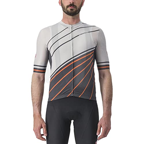 CASTELLI Men's Speed Strada Jersey T-Shirt, Mond grau/dunkelgrau-Scarlet Ibis, L von CASTELLI