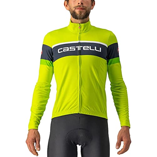 Castelli Men's PASSISTA Jersey Sweatshirt, Electric Lime/Savile Blue-GREE, M von CASTELLI