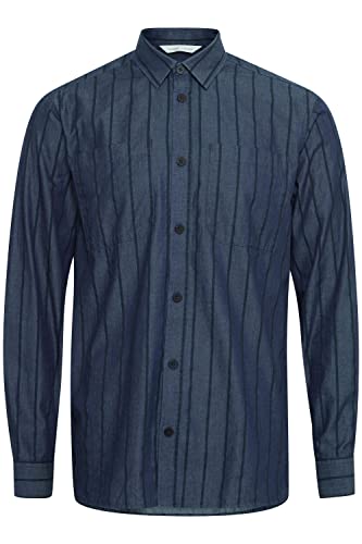 CASUAL FRIDAY Alvin Striped Overshirt Herren Freizeithemd Hemd Club-Kragen hochwertige Baumwoll-Qualität, Größe:2XL, Farbe:Navy Blazer (193923) von CASUAL FRIDAY