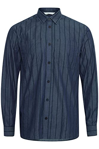 CASUAL FRIDAY Alvin Striped Overshirt Herren Freizeithemd Hemd Club-Kragen hochwertige Baumwoll-Qualität, Größe:M, Farbe:Navy Blazer (193923) von CASUAL FRIDAY