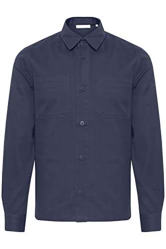 CASUAL FRIDAY Anton Cotton Twill Overshirt Herren Freizeithemd Hemd Überhemd Hemdjacke Hemdkragen Brusttaschen Regular Fit Hochwertiger & Robuster Baumwoll-Twill, Größe:L, Farbe:Dark Navy (194013) von CASUAL FRIDAY