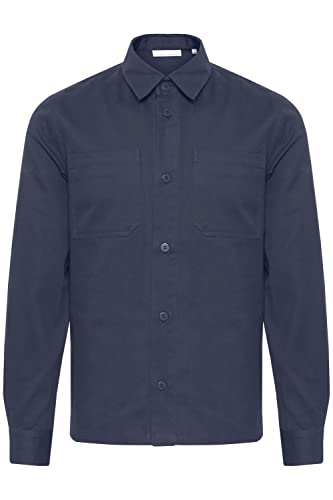 CASUAL FRIDAY Anton Cotton Twill Overshirt Herren Freizeithemd Hemd Überhemd Hemdjacke Hemdkragen Brusttaschen Regular Fit Hochwertiger & Robuster Baumwoll-Twill, Größe:S, Farbe:Dark Navy (194013) von CASUAL FRIDAY