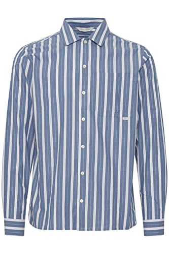 CASUAL FRIDAY CFAlvin LS Wide Stripe Shirt Herren Freizeithemd Hemd Club-Kragen hochwertige Baumwoll-Qualität, Größe:L, Farbe:Bijou Blue (183921) von CASUAL FRIDAY