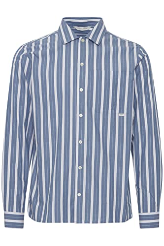 CASUAL FRIDAY CFAlvin LS Wide Stripe Shirt Herren Freizeithemd Hemd Club-Kragen hochwertige Baumwoll-Qualität, Größe:M, Farbe:Bijou Blue (183921) von CASUAL FRIDAY