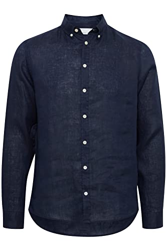 CASUAL FRIDAY CFAnton LS Linen Shirt Herren Freizeithemd Hemd Basic Leinenhemd Button-Down-Kragen Regular Fit, Größe:M, Farbe:Navy Blazer (193923) von CASUAL FRIDAY