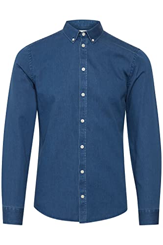 CASUAL FRIDAY CFAnton BD LS Denim Chambray Shirt Herren Jeanshemd Denim Hemd Freizeithemd mit Hemdkragen aus 100% Baumwolle Regular Fit, Größe:M, Farbe:Denim mid Blue (200436) von CASUAL FRIDAY