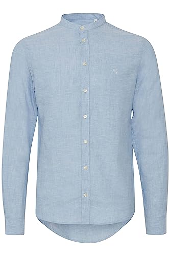 CASUAL FRIDAY CFAnton Herren Hemd Leinenhemd Freizeithemd Stehkragen Regular Fit 55% Leinen, 45% Baumwolle, Größe:S, Farbe:Silver Lake Blue (174030) von CASUAL FRIDAY