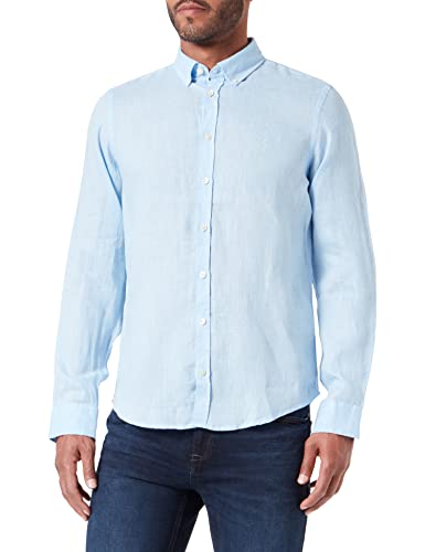 CASUAL FRIDAY CFAnton Herren Freizeithemd Hemd Basic Leinenhemd Button-Down-Kragen Regular Fit, Größe:S, Farbe:Chambray Blue (154030) von CASUAL FRIDAY