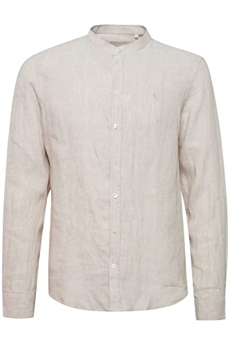 CASUAL FRIDAY CFAnton LS CC 100% Linen Shirt Herren Freizeithemd Hemd Stehkragen Brusttaschen Regular Fit Hochwertiges Leinen Leinenhemd, Größe:L, Farbe:Chateau Gray Melange (1545031) von CASUAL FRIDAY