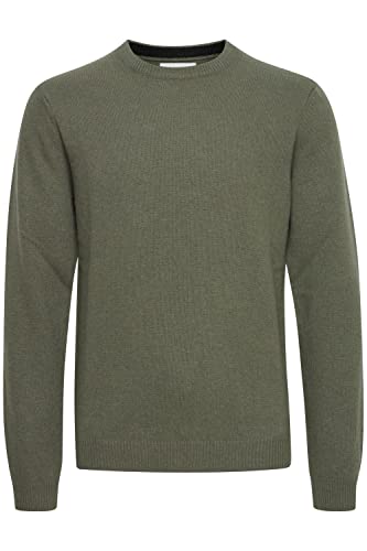 CASUAL FRIDAY CFKarl Herren Strickpullover Feinstrick Pullover mit Rippkragen Rippbündchen Regular fit, Größe:L, Farbe:Olivine Melange (1803161) von CASUAL FRIDAY