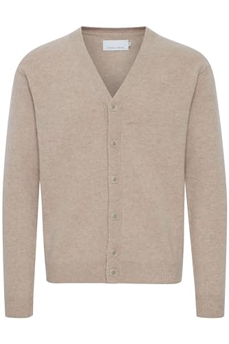 CASUAL FRIDAY CFKarl Herren Strickjacke Cardigan mit V-Ausschnitt Knopfleiste Lammwolle Regular fit, Größe:M, Farbe:Silver Mink Melange (1713121) von CASUAL FRIDAY