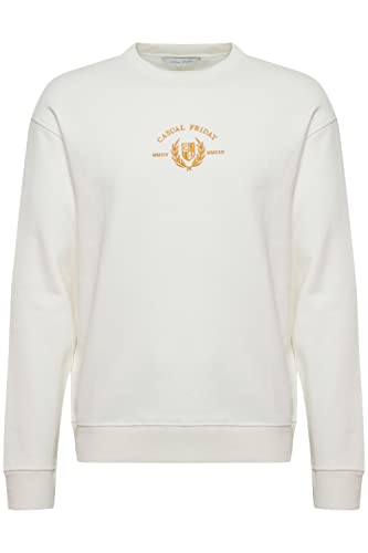CASUAL FRIDAY CFSage Herren Sweatshirt Pullover Pulli mit Rundhalsausschnitt O-Neck Stickerei, Größe:S, Farbe:Snow White (110602) von CASUAL FRIDAY