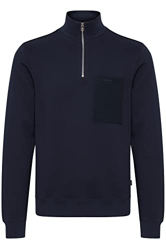 CASUAL FRIDAY CFSebastian Zipper Sweatshirt Herren Strickpullover Troyer Feinstrick Pullover aus 100% Baumwolle, Größe:S, Farbe:Navy Blazer (193923) von CASUAL FRIDAY