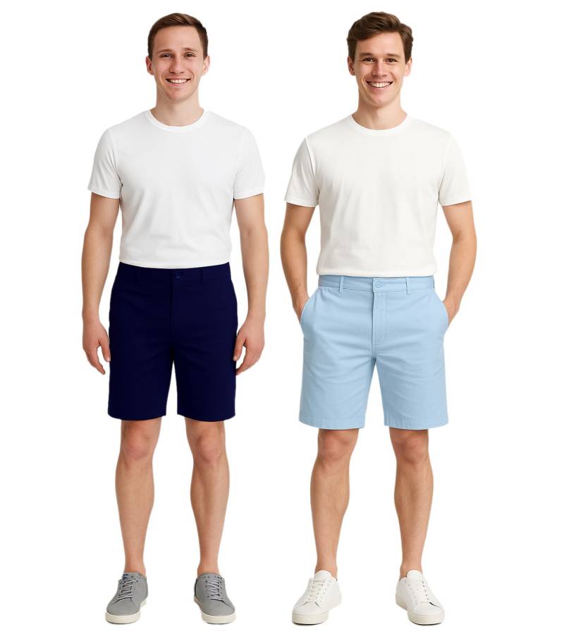 CASUAL FRIDAY Peterson Herren Freizeit-Bermuda Chino-Hose mit Leinen Baumwoll-Shorts kurze Hose 20504682 in Dunkelblau oder Hellblau von CASUAL FRIDAY