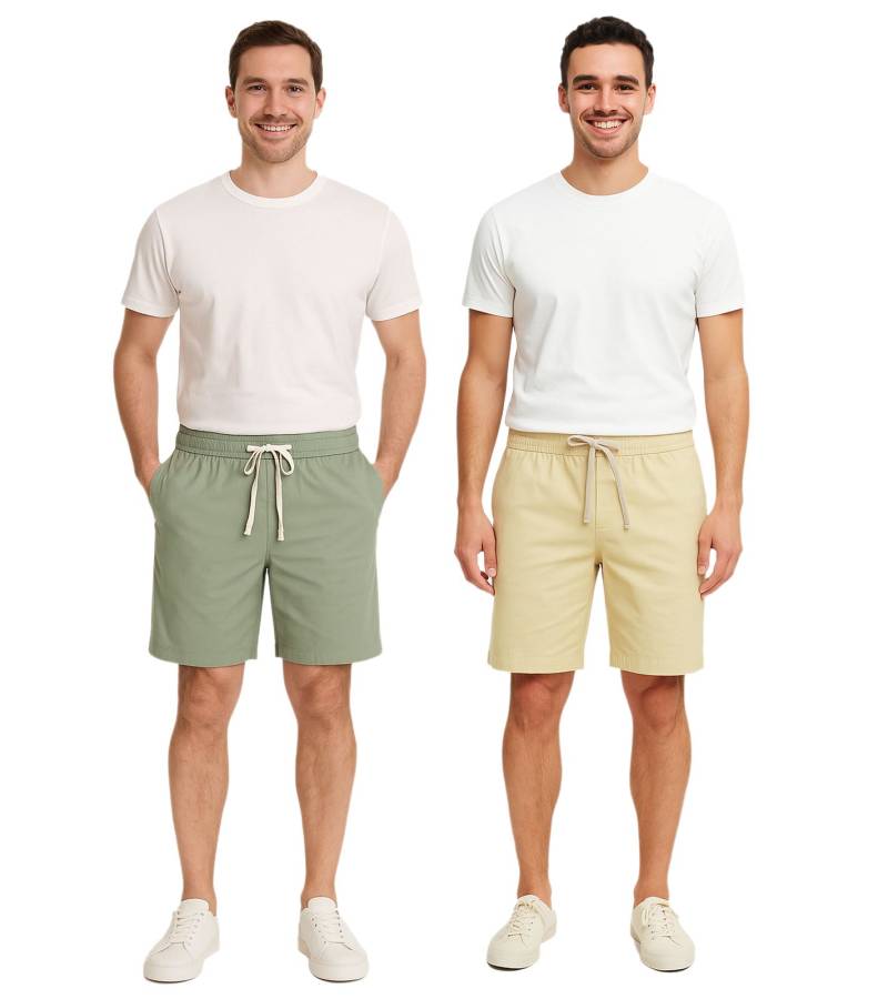 CASUAL FRIDAY Sigge Herren Freizeit-Bermuda Chino-Hose mit Gummibund Baumwoll-Shorts kurze Hose 20505130 in Grün oder Beige von CASUAL FRIDAY