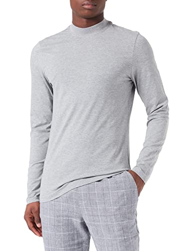 CASUAL FRIDAY Theo LS Turtleneck Herren Longsleeve Langarmshirt Shirt Basic hochwertige Baumwoll-Qualität hoch geschlossener Kragen Regular Fit, Größe:S, Farbe:Light Grey Melange (50813) von CASUAL FRIDAY