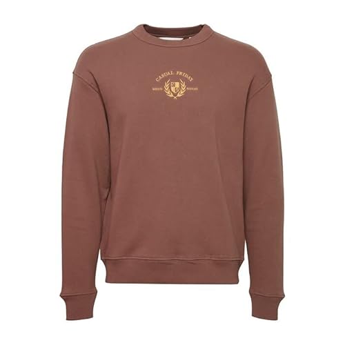 Casual Friday Herren CFSage Relaxed Sweat w. Embroidery Sweatshirt, 181326/Nutmeg, XL von CASUAL FRIDAY