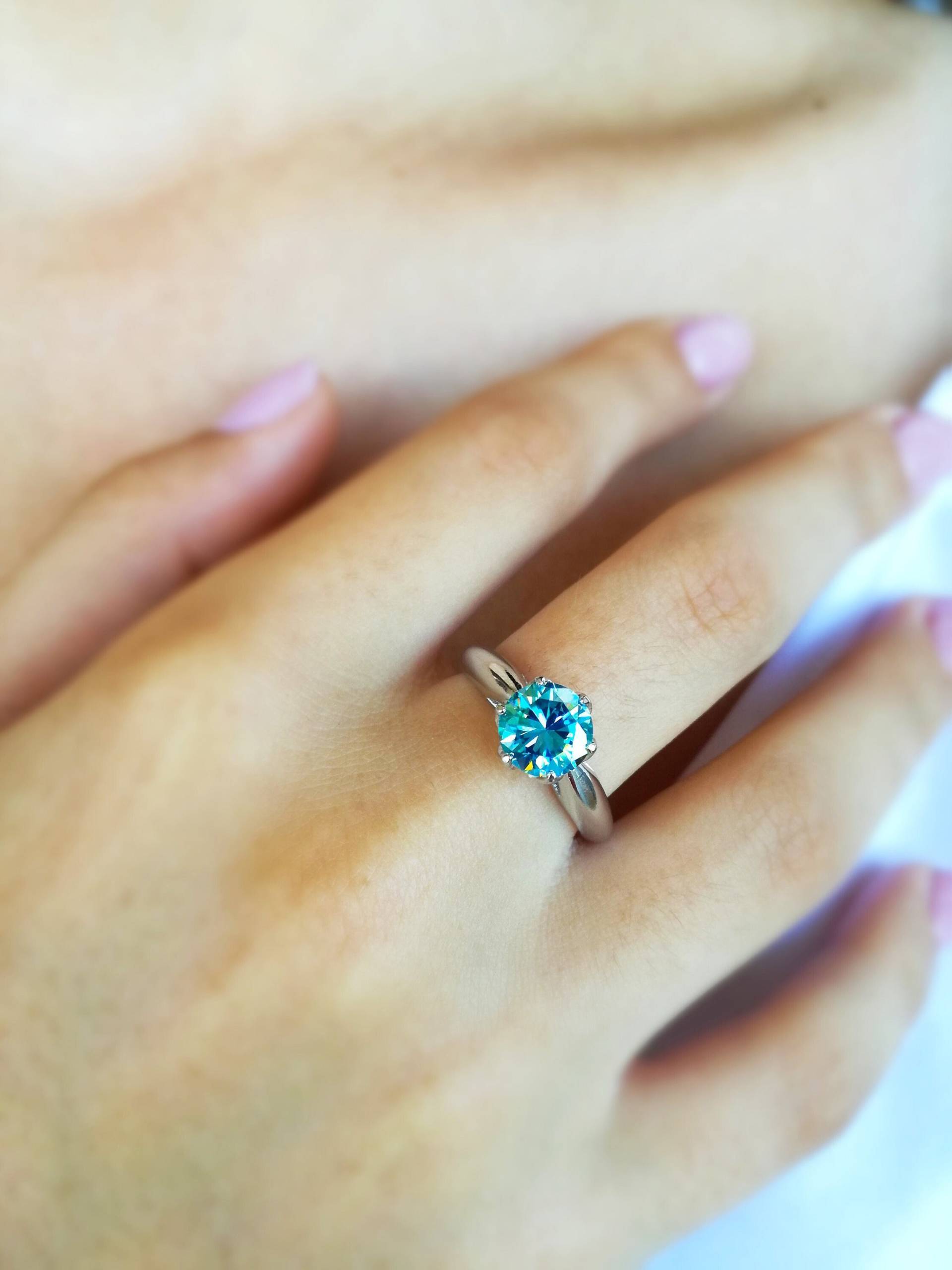 Blauer Topas Dezember Geburtsstein Ring, Blautopas Verlobungsring, Verlobungsring von CASUFjewellry