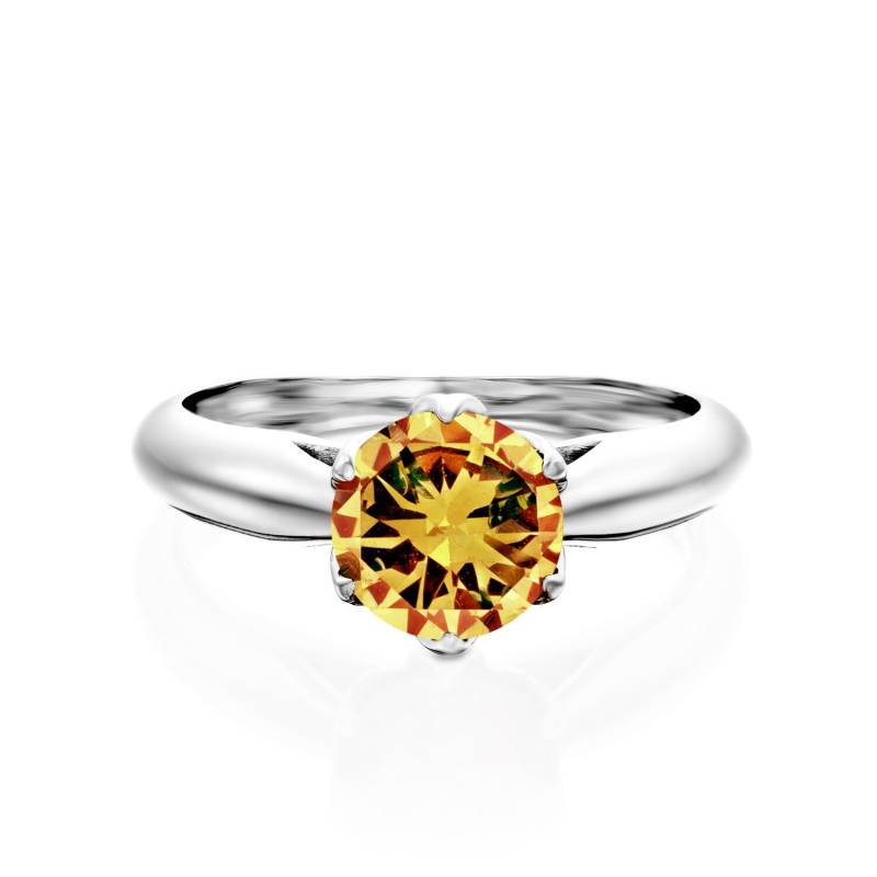 Natürlicher Citrin Ring 925 Silber Verlobungsring, Edelstein November Geburtsstein Ring, Versprechen von CASUFjewellry