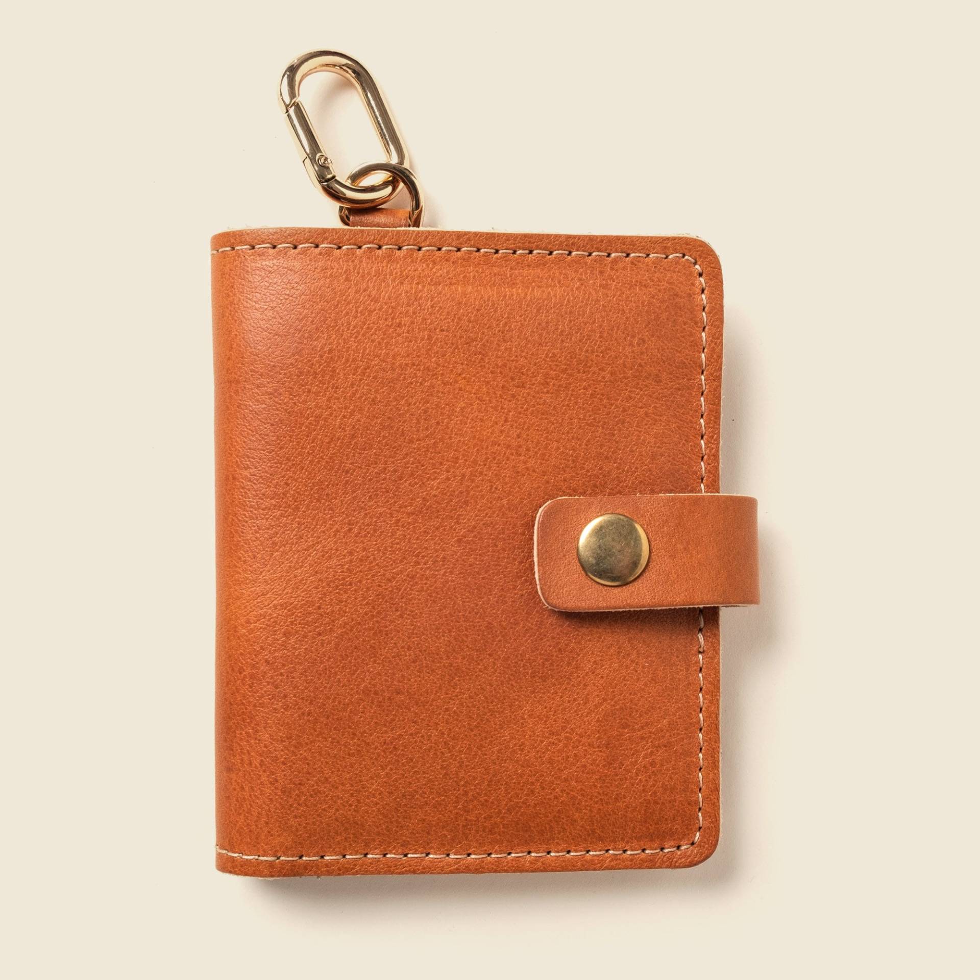 Braunes Leder Portemonnaie Mit Karabiner Und Schlüsselring Für Damen. Rose Gold Bifold. Schwarz-Goldenes Portemonnaie, Schlank, Kompakt, Glitzer-Look von CASUPOleather