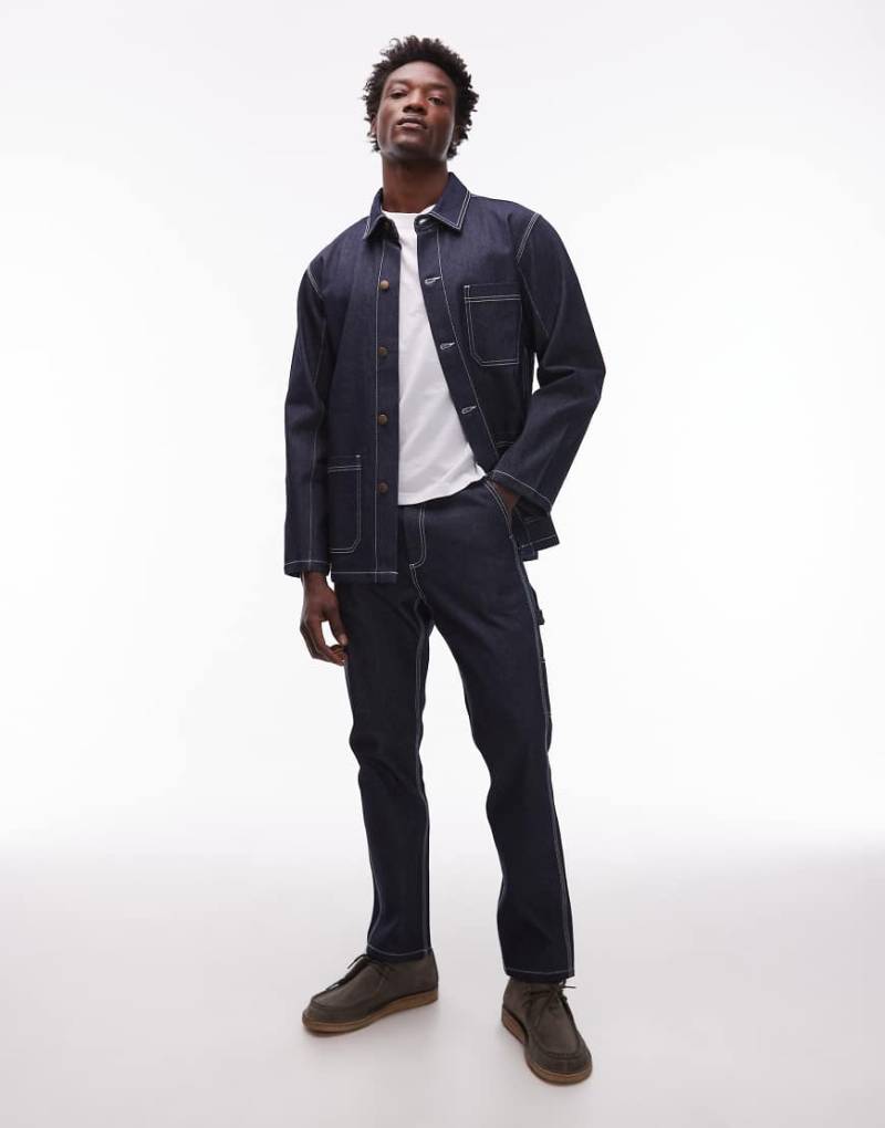 CAT - WWR - Carpenter Jeans in regulärer Passform aus Denim mit Kontrastnähten in dunkelblauer Waschung von CAT WWR