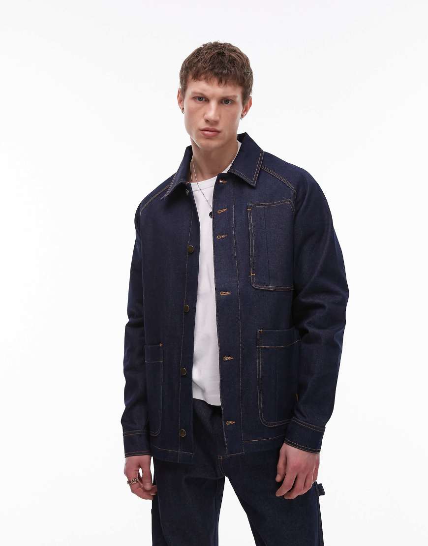 CAT - WWR - Chore-Jacke aus Raw-Denim in verwaschenem Blau, Kombiteil von CAT WWR