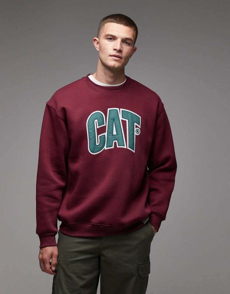 CAT - WWR - Locker sitzendes Sweatshirt aus 300 g/m² schwerem Material in Burgunderrot mit Logo-Stickerei von CAT WWR