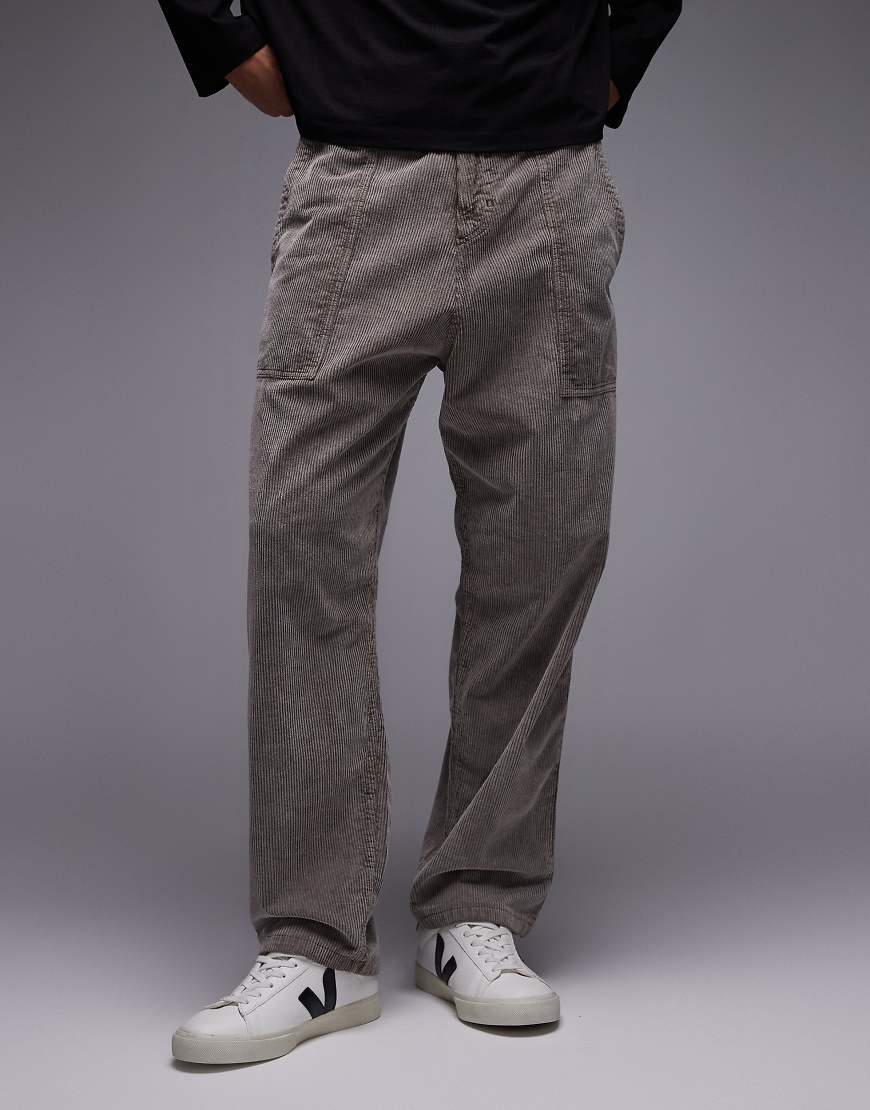 CAT - WWR - Loose-Fit-Hose aus schwerem Cord in brauner Acid-Waschung mit Schnalle-Brown von CAT WWR