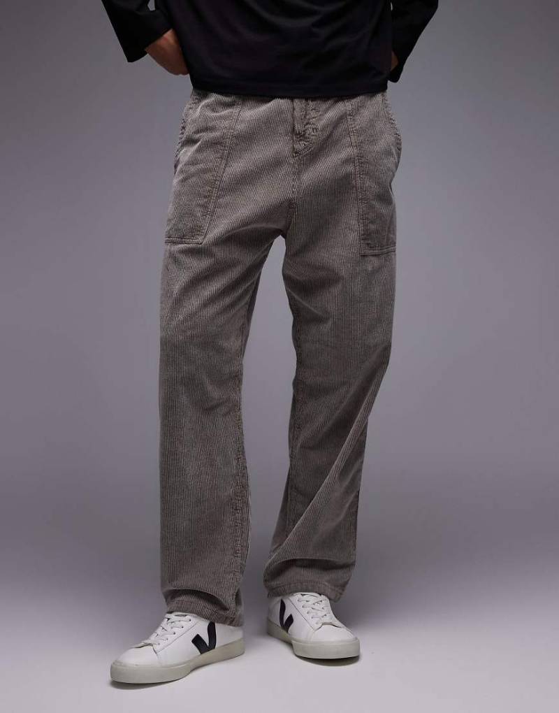 CAT - WWR - Loose-Fit-Hose aus schwerem Cord in brauner Acid-Waschung mit Schnalle-Brown von CAT WWR