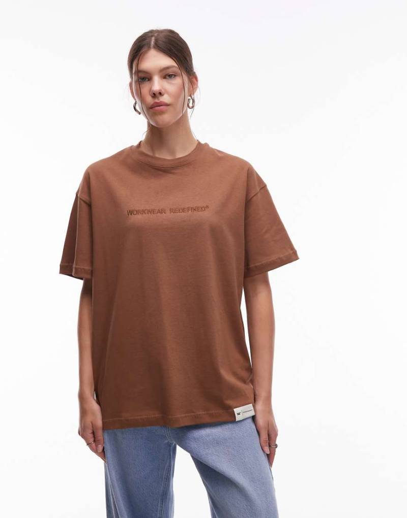 CAT - WWR - Loose-Fit-T-Shirt in Braun mit Logo-Stickerei, 180 g/m²-Brown von CAT WWR