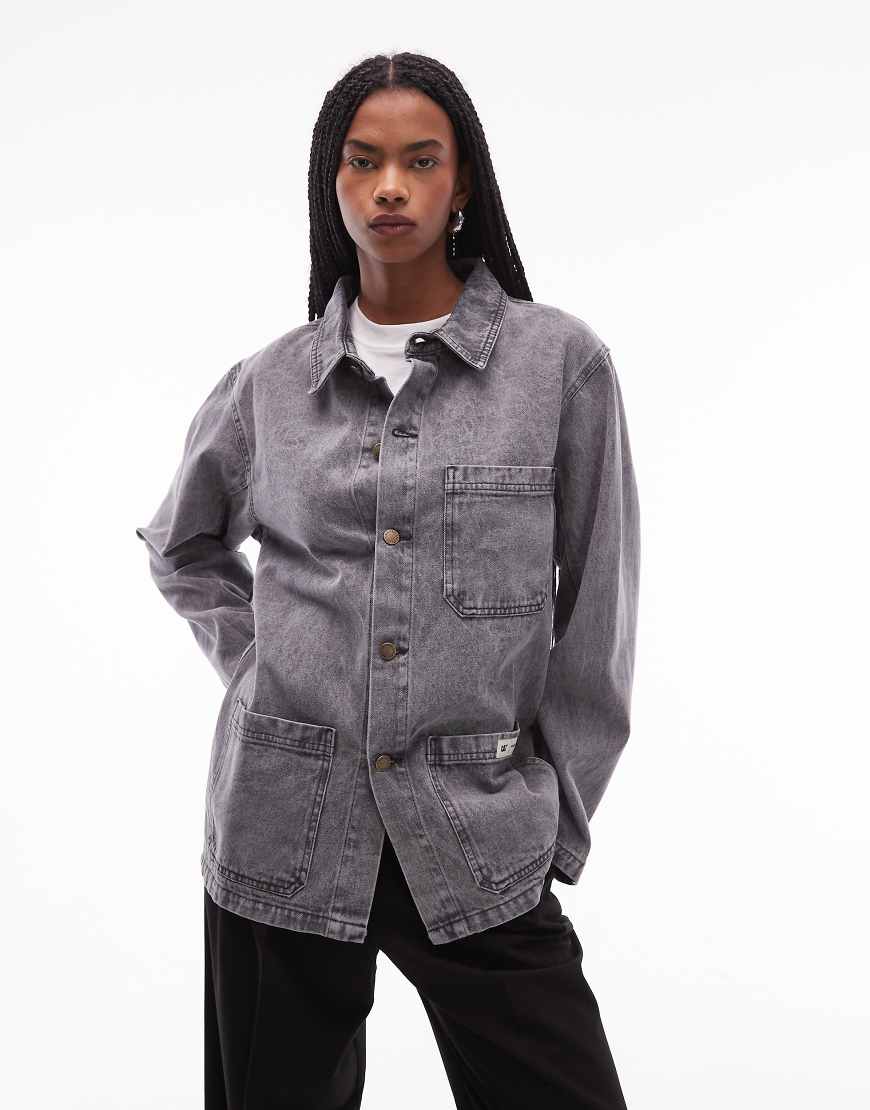 CAT - WWR - Regular-Fit-Hemdjacke aus Denim in grauer Acid-Waschung von CAT WWR