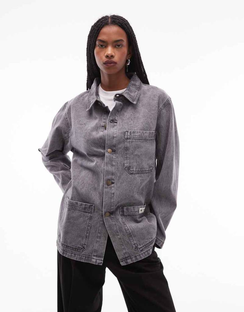 CAT - WWR - Regular-Fit-Hemdjacke aus Denim in grauer Acid-Waschung von CAT WWR