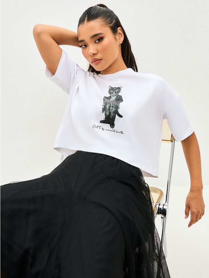 CAT by maniita lacitta Kurzarmshirt ROCKER CAT (1-tlg) mit Katzen Motiv von CAT by maniita lacitta