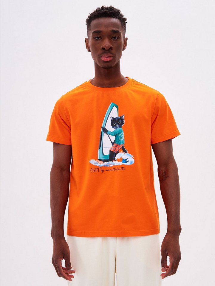 CAT by maniita lacitta Kurzarmshirt SURFER CAT (1-tlg) mit modernem Katze Frontprint von CAT by maniita lacitta