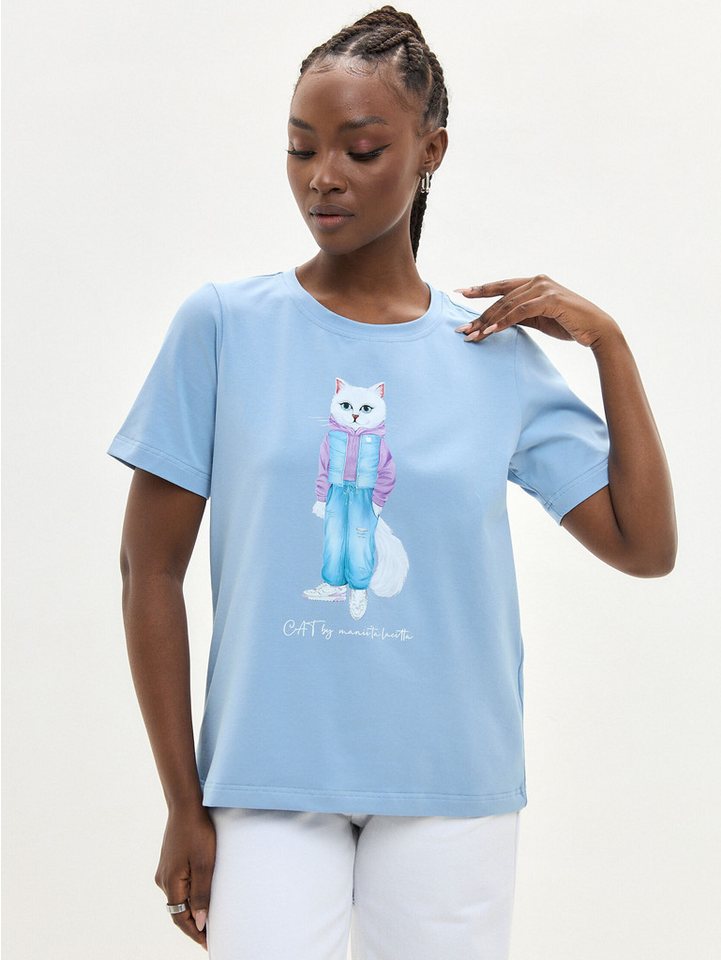 CAT by maniita lacitta Kurzarmshirt WALKING CAT (1-tlg) mit Katzen Motiv von CAT by maniita lacitta