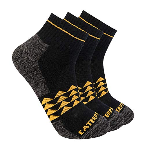 CAT Catepillar Men's 3-Pack Half Cushioned Quarter Socks, Black, Medium von CAT