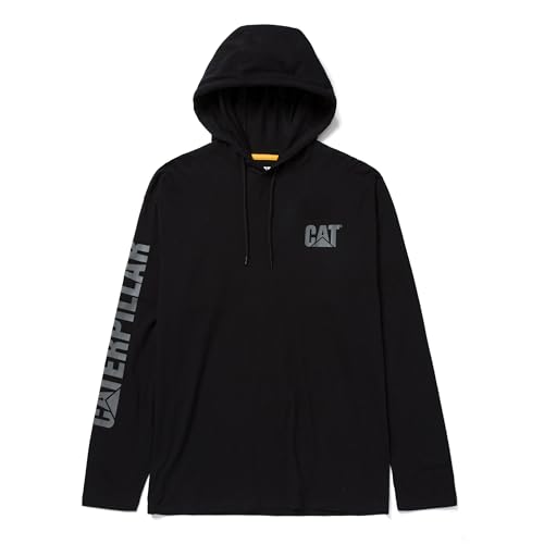 Caterpillar Herren Hooded Banner Long with UPF 50 Protection, Moisture Control and Cat Logo on Sleeve T-Shirt, Schwarz, X-Large von Caterpillar