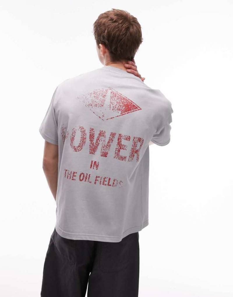 CAT - WWR - T-Shirt in Grau mit „Power"-Rückenprint-Weiß von CAT