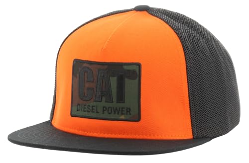 Caterpillar Herren Diesel Power Flat Bill Cap 110 Flexfit Baseballkappe, Ion Orange, Einheitsgröße von Caterpillar