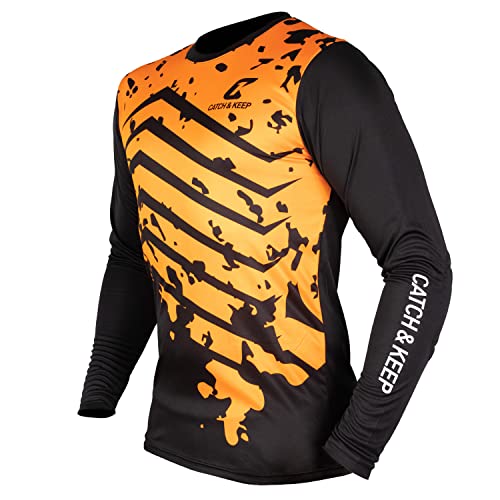 CATCH & KEEP Torwarttrikot Orange Protection I Torwarttrikot Herren & Damen I Torwarttrikot Kinder mit Polsterungen an den Ellbogen I Atmungsaktives Material I Gr. XXL von CATCH & KEEP