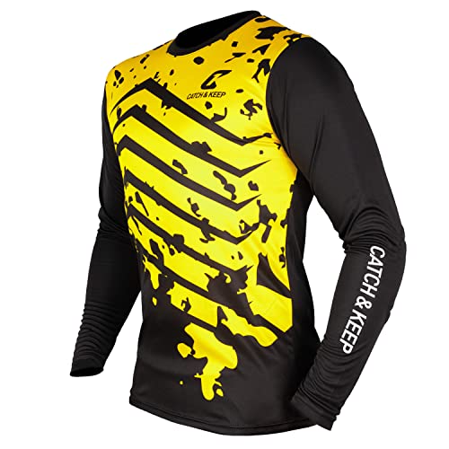 CATCH & KEEP Torwarttrikot Yellow Protection I Torwarttrikot Herren & Damen I Torwarttrikot Kinder mit Polsterungen an den Ellbogen I Atmungsaktives Material I Gr. L von CATCH & KEEP