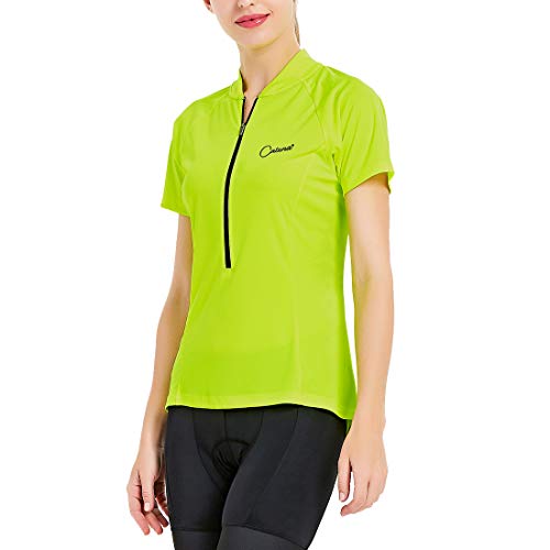 CATENA Damen Radtrikot Kurzarm Langarm Workout Shirt Running Top Feuchtigkeitstransport Workout Sport T-Shirt - Gelb - Groß von CATENA