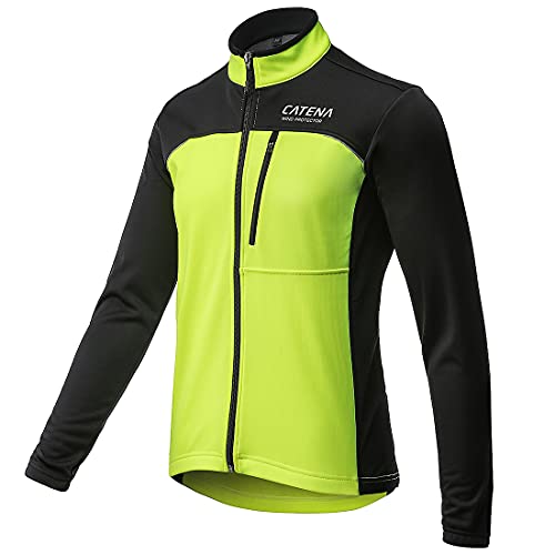 CATENA Fahrradjacke Damen Winter, Wasserdichte Moutainbikejacke, Winddichte Softshelljacke, Atmungsaktive Thermojacke, Reflektierende Radjacke, für Radfahren Laufen Bergsteigen Wandern, Gelb, L von CATENA