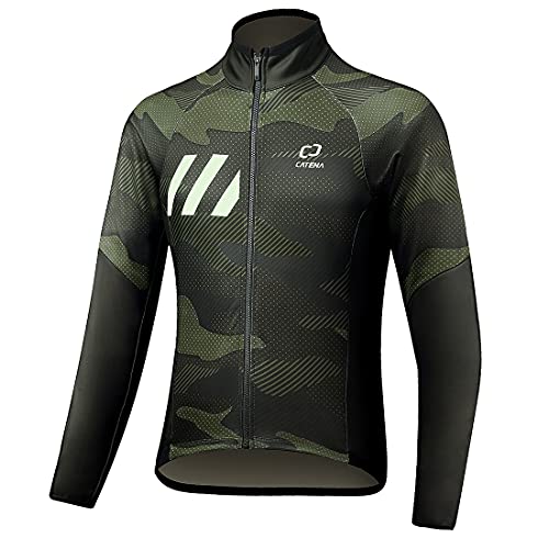 CATENA Fahrradjacke Herren Winddichte Radjacke Langarm Thermo Radtrikot Laufjacke Atmungsaktive Sportbekleidung für Radfahren Laufen Outdoor von CATENA